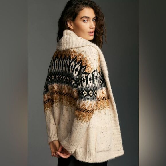 NWT Anthropologie Patterned Cardigan Sweater - Picture 3 of 5